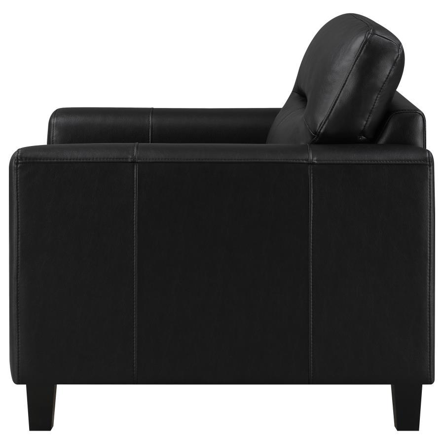Scotland - Faux Leather Upholstered Track Arm Chair - Black Arm Chair modern furniture Contempo Furniture