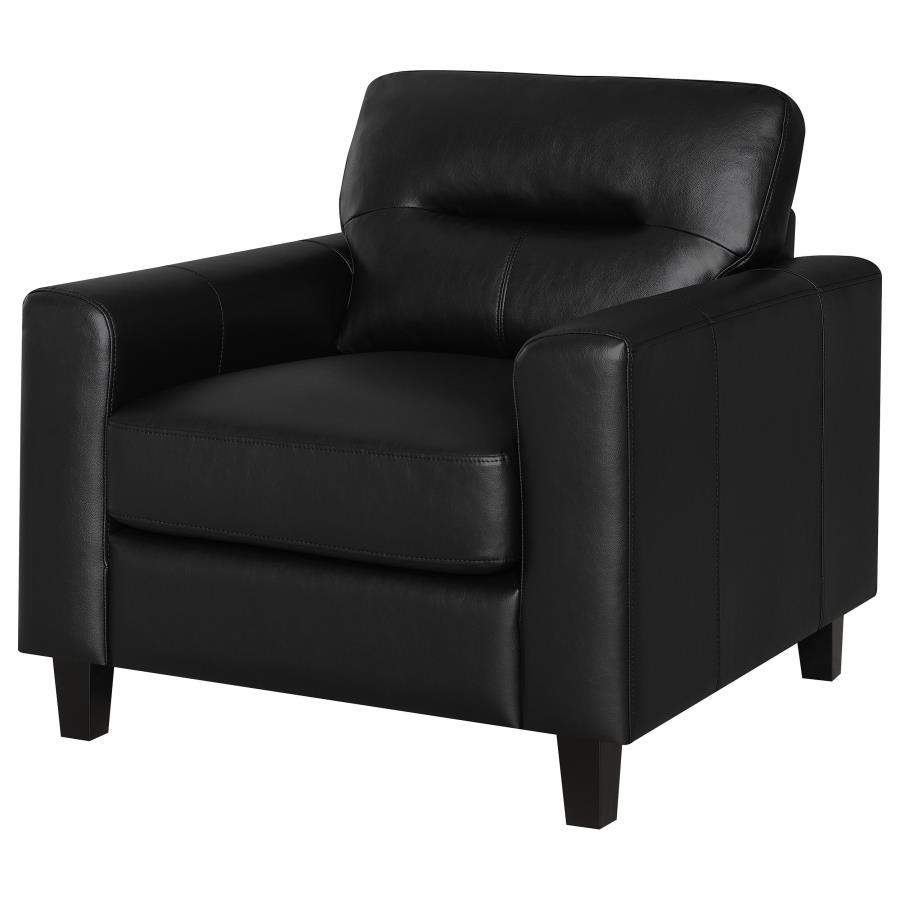 Scotland - Faux Leather Upholstered Track Arm Chair - Black Arm Chair modern furniture Contempo Furniture