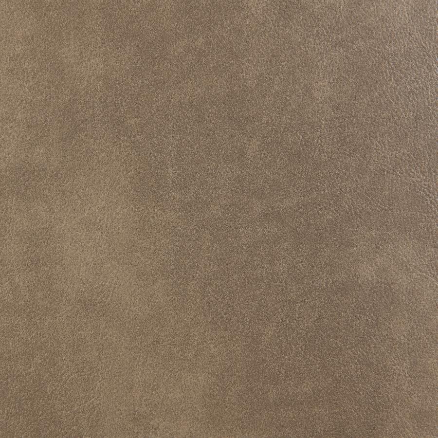 Scotland - Faux Leather Upholstered Track Arm Sofa - Brown Stationary Sofa modern furniture Contempo Furniture
