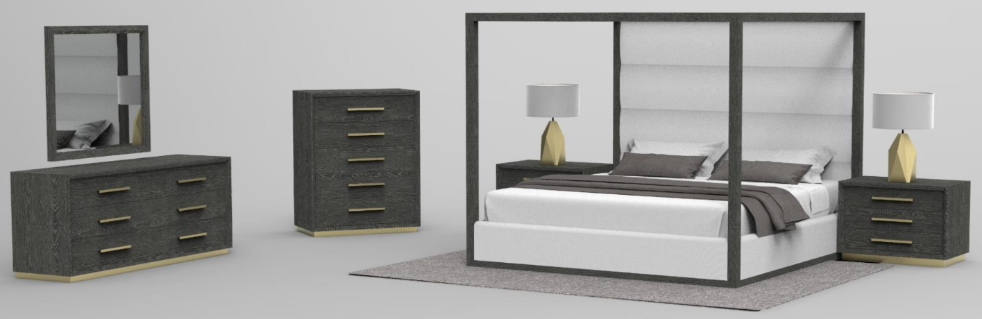 Manhattan- Contemporary Grey and Gold Dresser