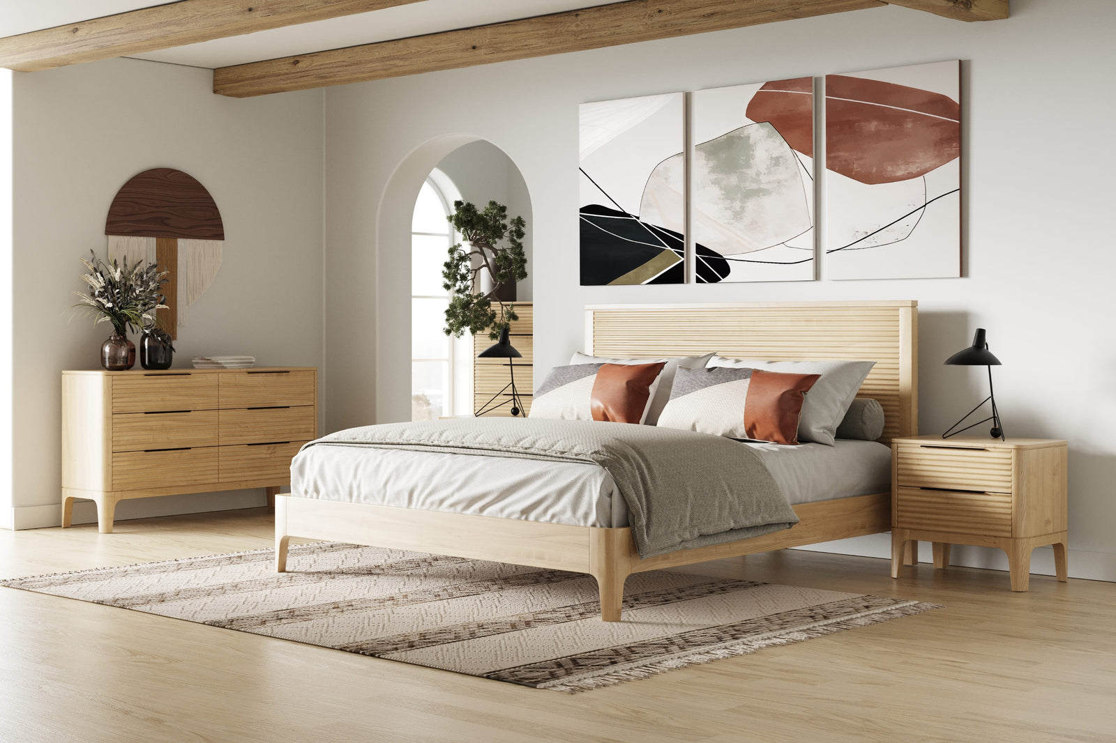 Seattle - Modern Natural Oak Bed - View 13