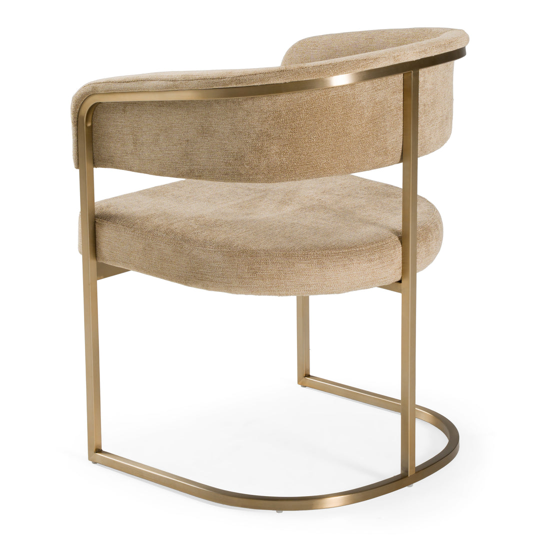 Sebastian - Modern Brown Fabric + Antique Brass Dining Chair