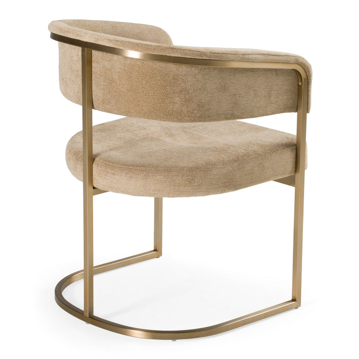 Sebastian - Modern Brown Fabric + Antique Brass Dining Chair