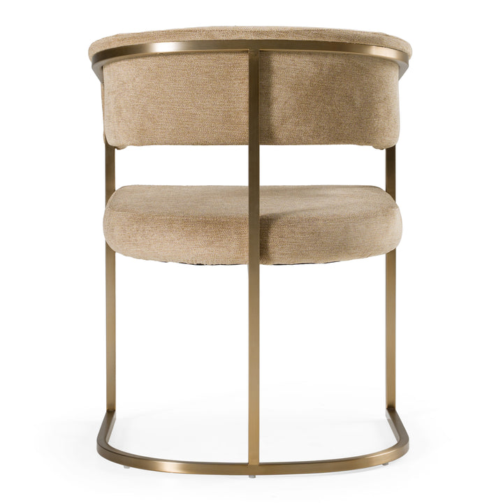 Sebastian - Modern Brown Fabric + Antique Brass Dining Chair