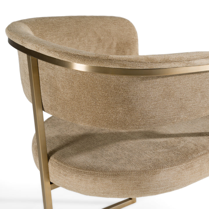 Sebastian - Modern Brown Fabric + Antique Brass Dining Chair