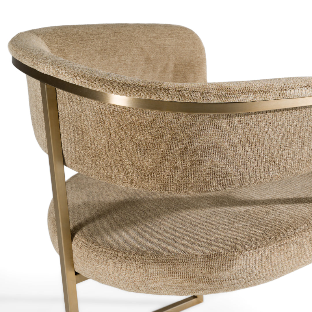 Sebastian - Modern Brown Fabric + Antique Brass Dining Chair