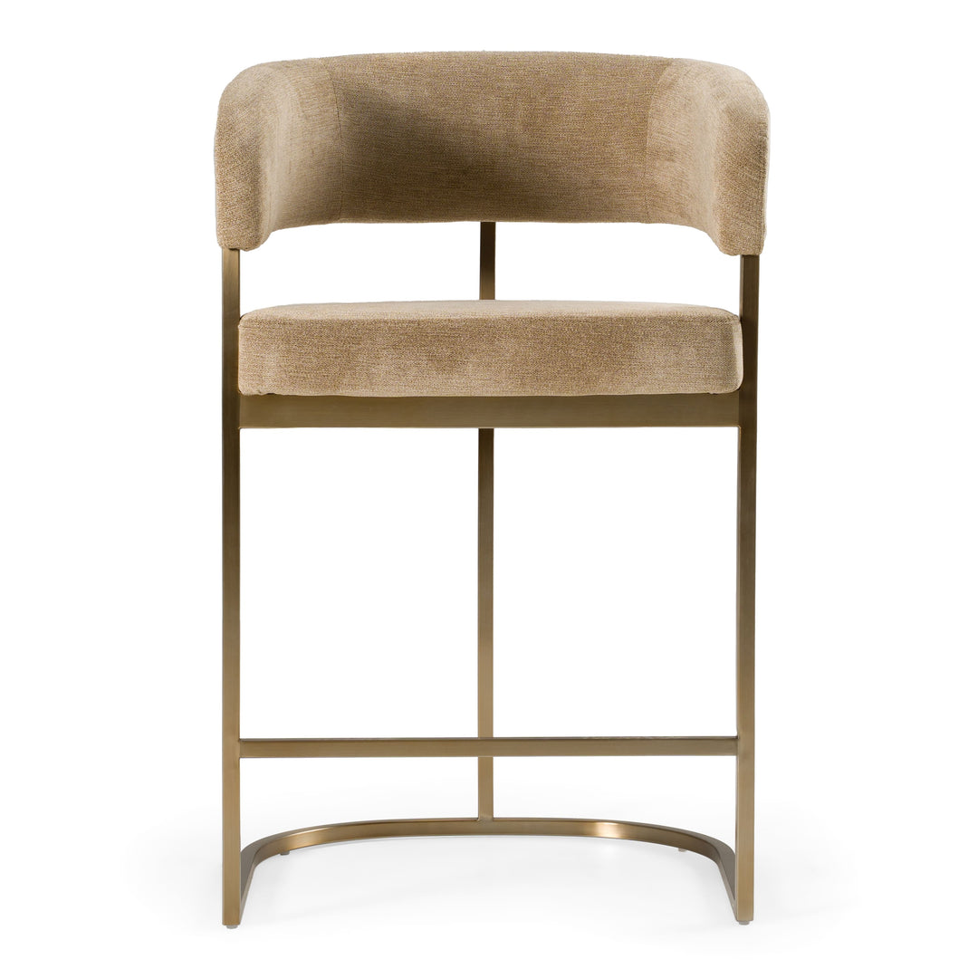 Sebastian - Modern Brown Fabric  Antique Brass Counter Chair
