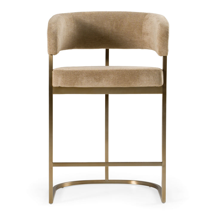 Sebastian - Modern Brown Fabric + Antique Brass Counter Chair