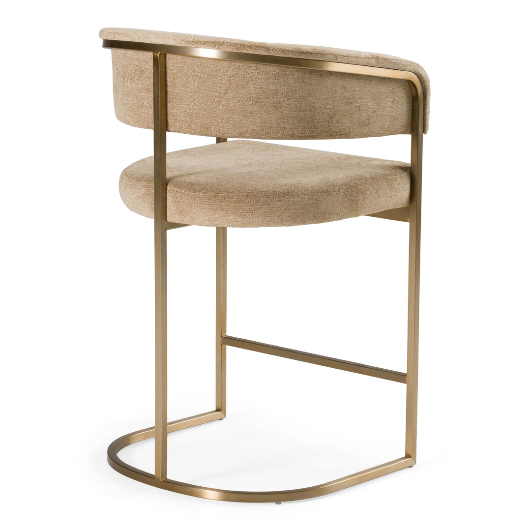 Sebastian - Modern Brown Fabric  Antique Brass Counter Chair