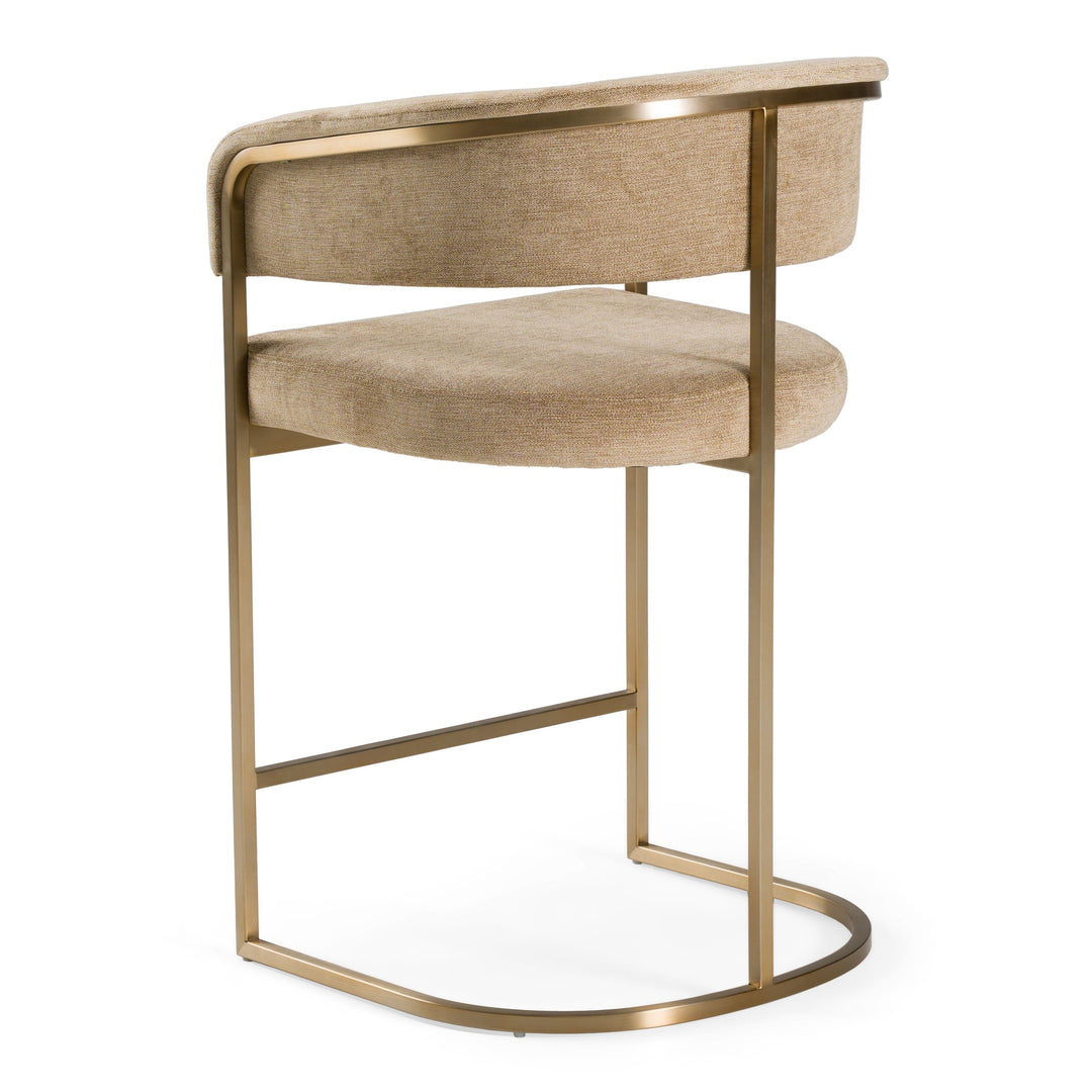 Sebastian - Modern Brown Fabric + Antique Brass Counter Chair