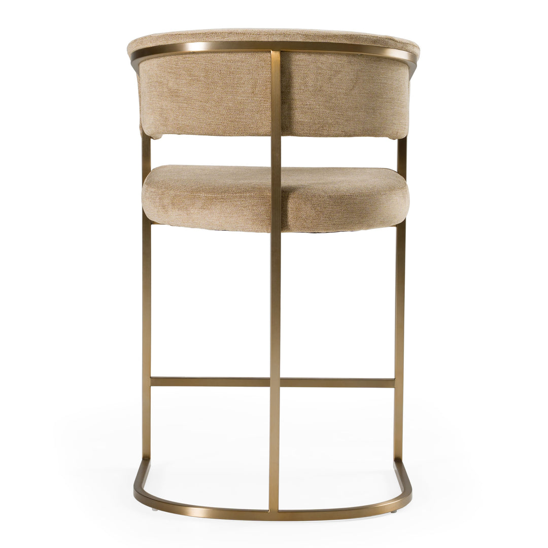Sebastian - Modern Brown Fabric + Antique Brass Counter Chair