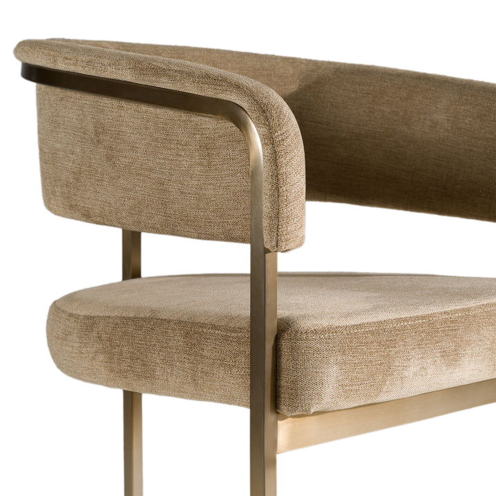 Sebastian - Modern Brown Fabric  Antique Brass Counter Chair