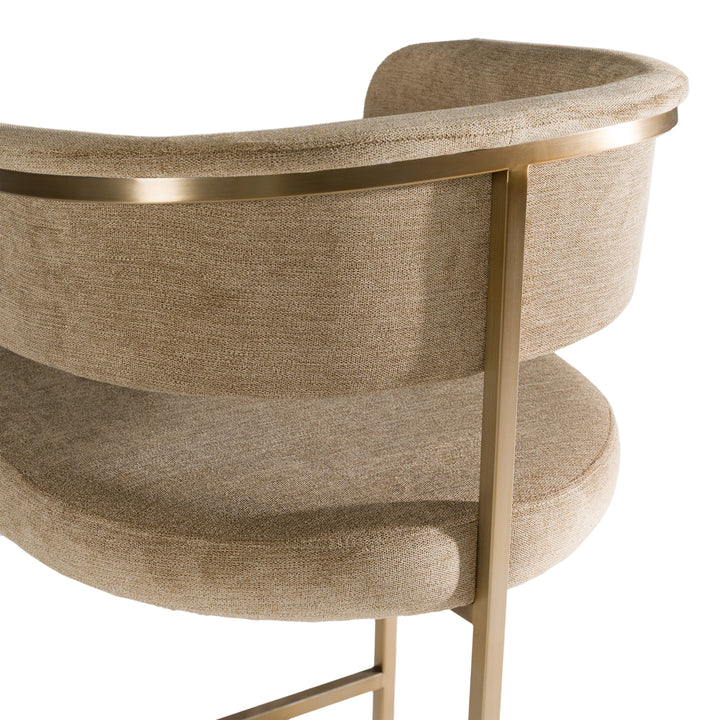 Sebastian - Modern Brown Fabric  Antique Brass Counter Chair