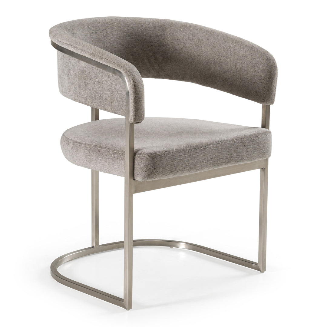 Sebastian  Modern Grey Fabric + Stainless Steel Dining Chair