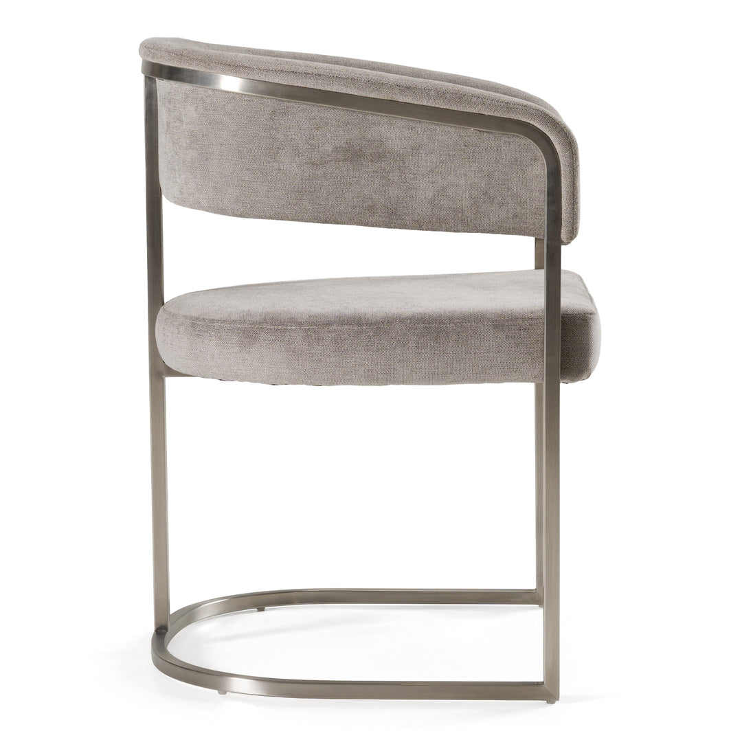 Sebastian  Modern Grey Fabric + Stainless Steel Dining Chair