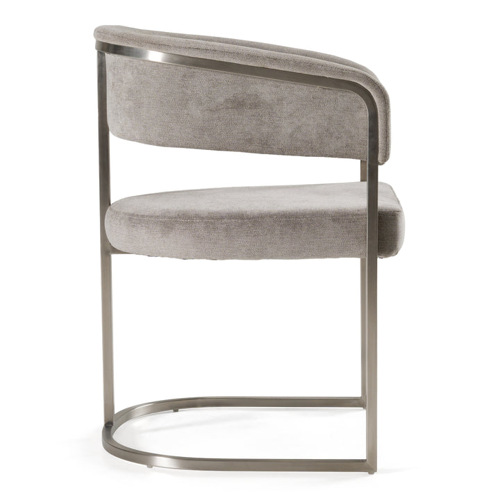 Sebastian  Modern Grey Fabric + Stainless Steel Dining Chair