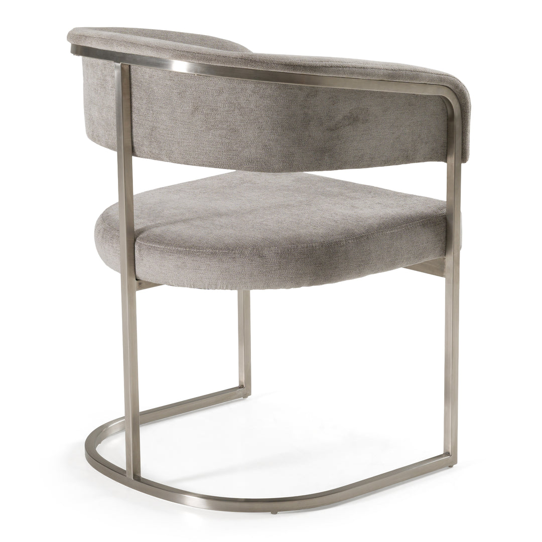 Sebastian  Modern Grey Fabric + Stainless Steel Dining Chair