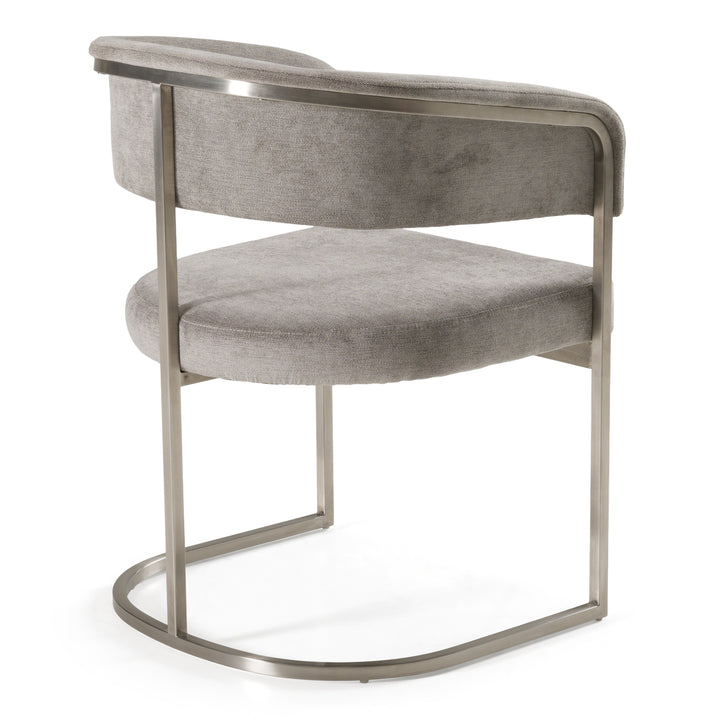 Sebastian  Modern Grey Fabric + Stainless Steel Dining Chair