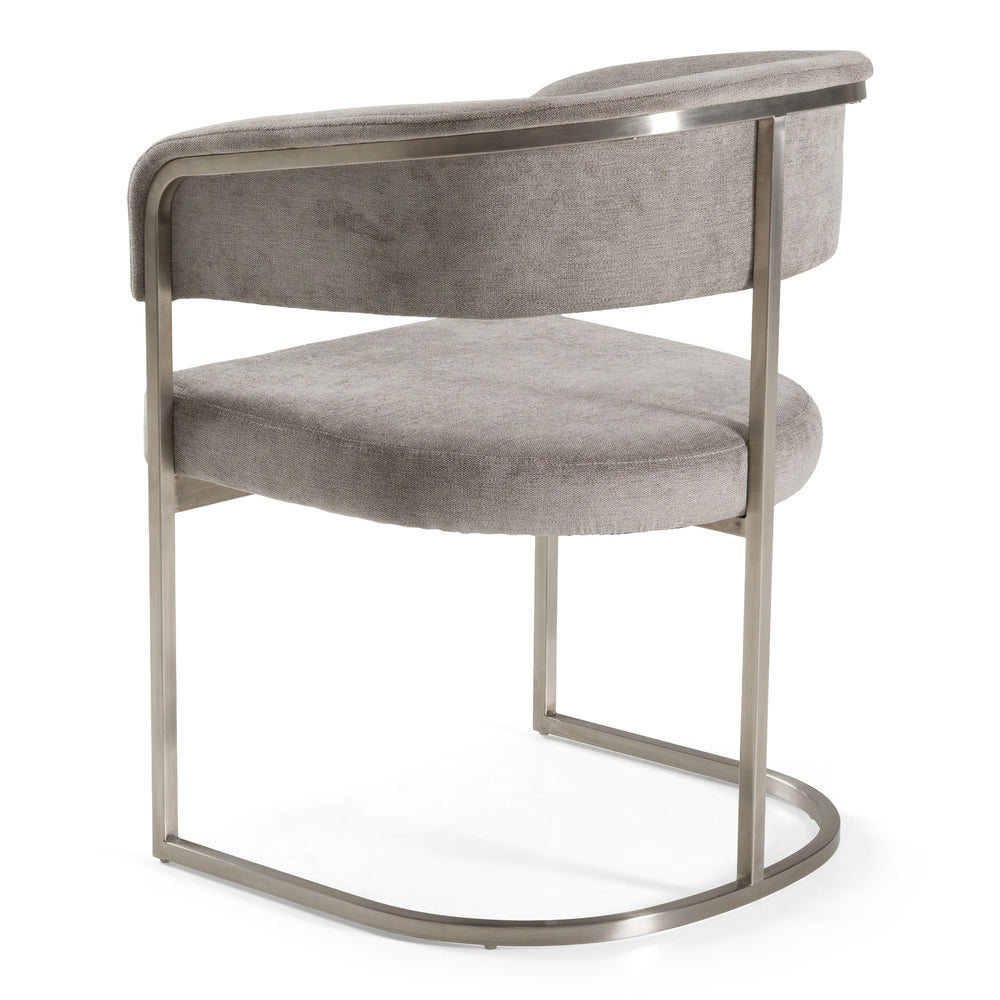 Sebastian - Modern Grey Fabric + Stainless Steel Dining Chair - View 7