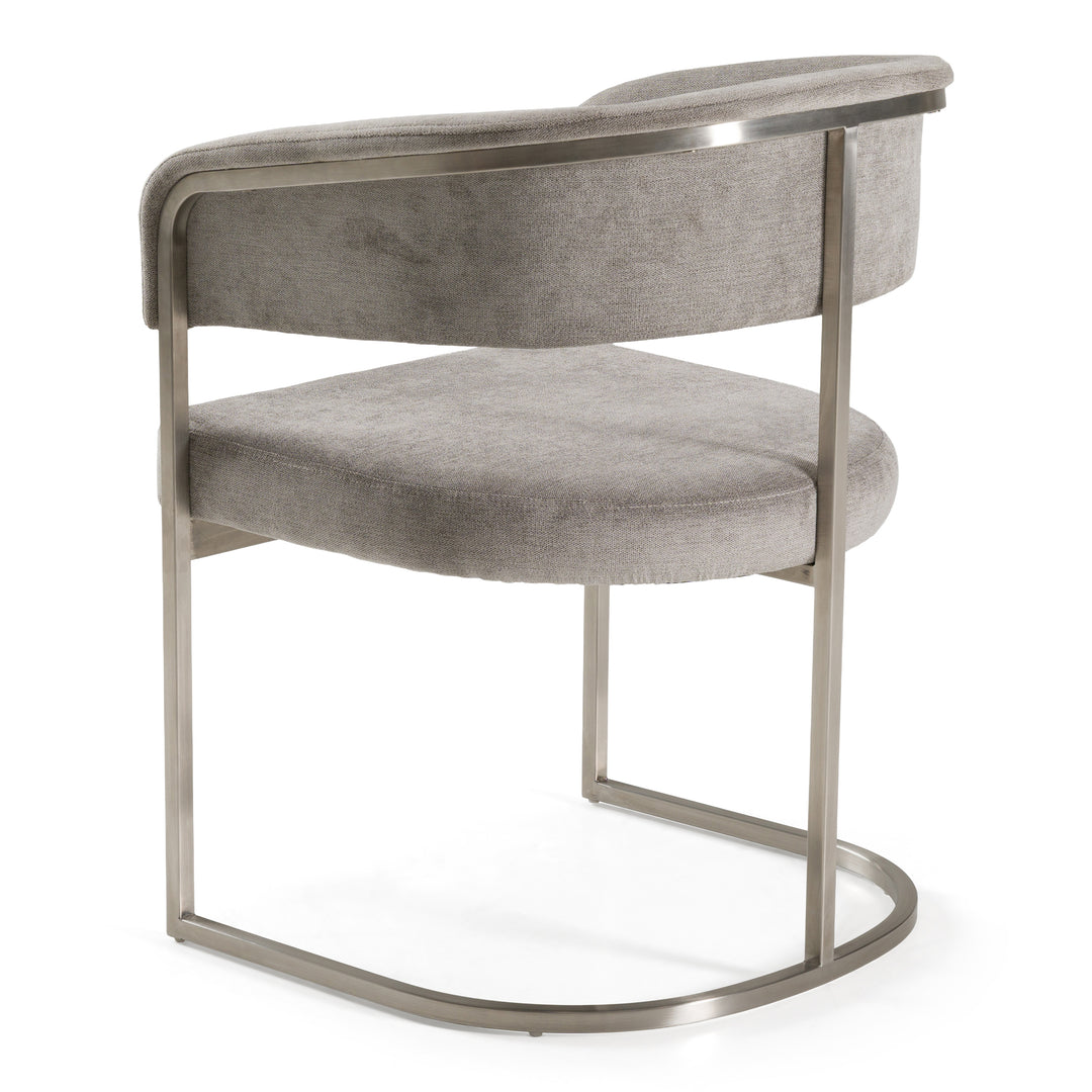 Sebastian - Modern Grey Fabric + Stainless Steel Dining Chair