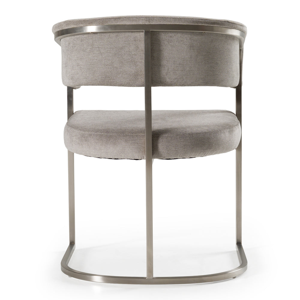 Sebastian - Modern Grey Fabric + Stainless Steel Dining Chair - View 4