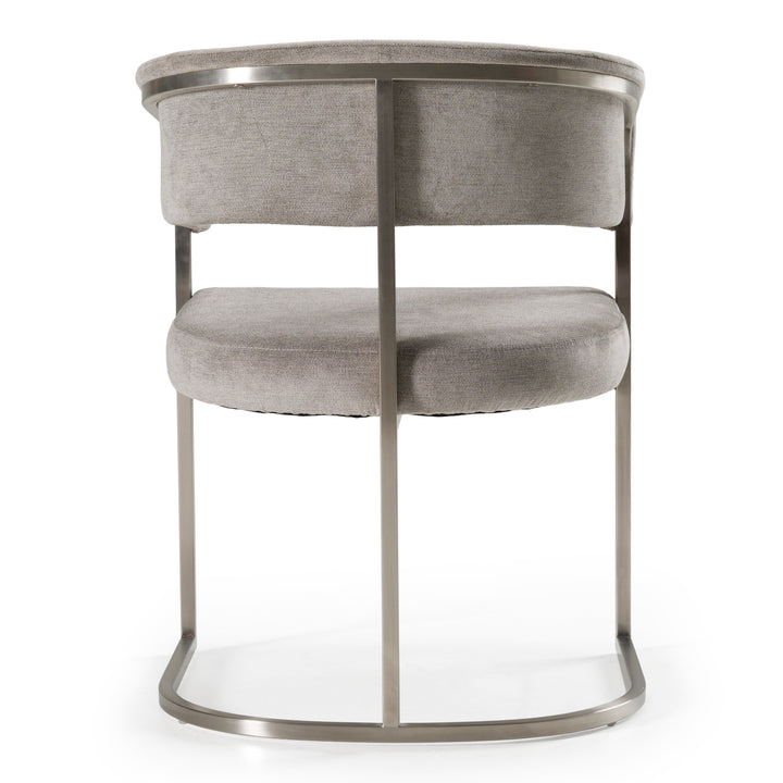 Sebastian  Modern Grey Fabric + Stainless Steel Dining Chair