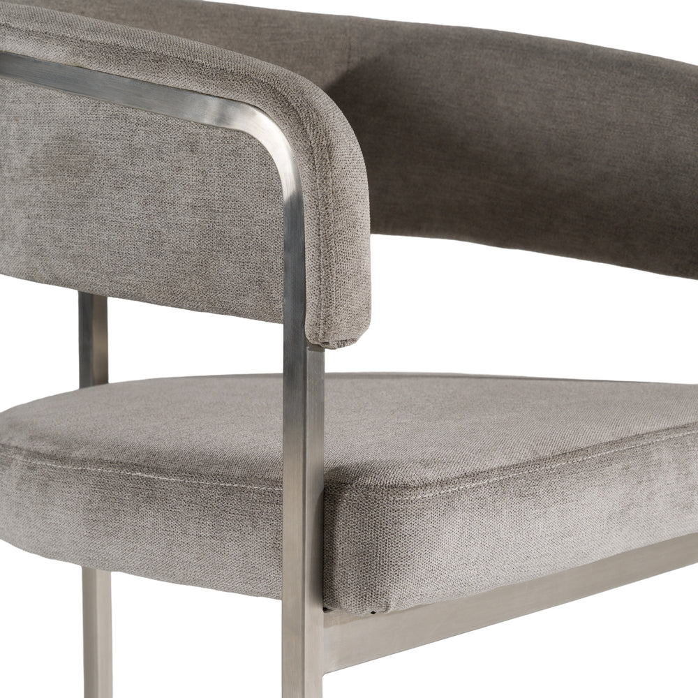 Sebastian - Modern Grey Fabric + Stainless Steel Dining Chair - View 5