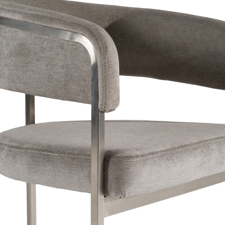 Sebastian  Modern Grey Fabric + Stainless Steel Dining Chair
