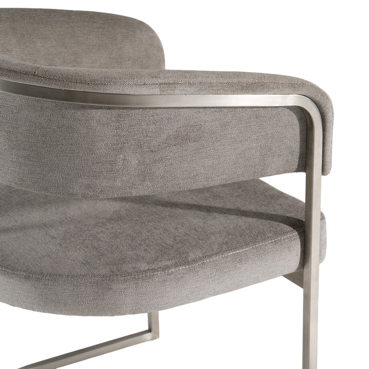 Sebastian  Modern Grey Fabric + Stainless Steel Dining Chair