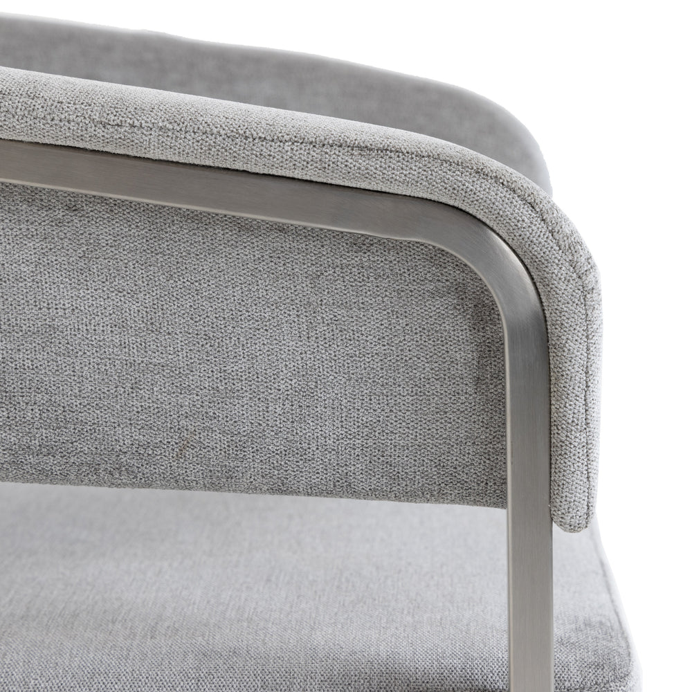 Sebastian - Modern Grey Fabric + Stainless Steel Counter Chair - View 5