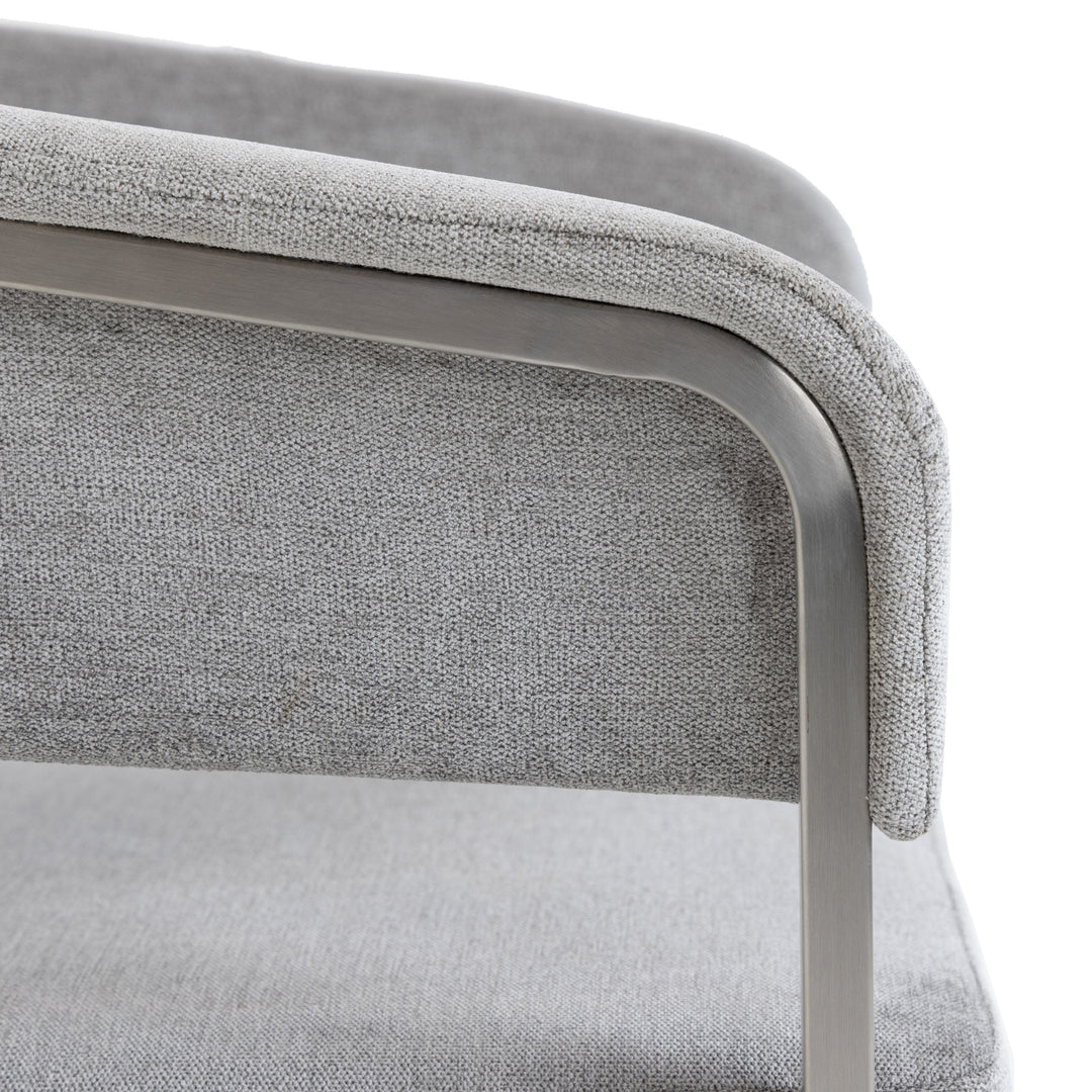 Sebastian  Modern Grey Fabric + Stainless Steel Counter Chair