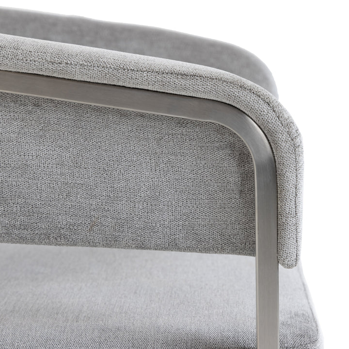 Sebastian  Modern Grey Fabric + Stainless Steel Counter Chair