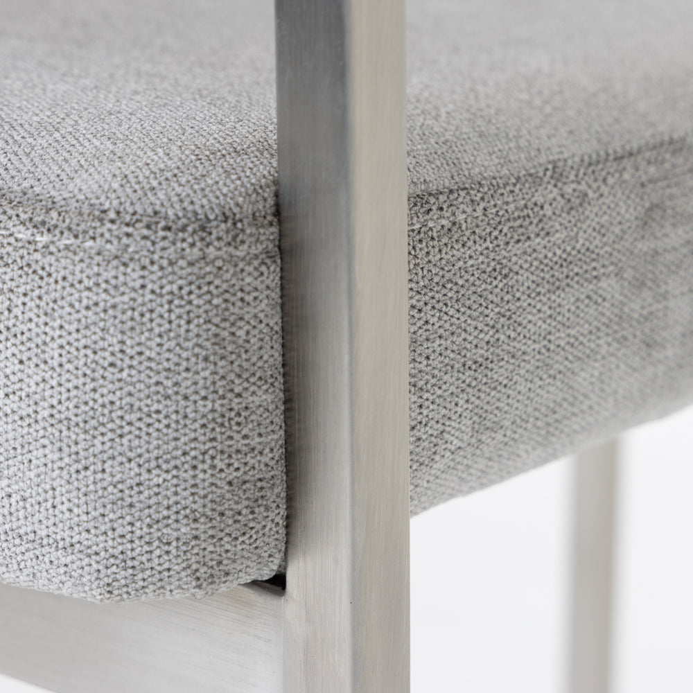 Sebastian - Modern Grey Fabric + Stainless Steel Counter Chair - View 6