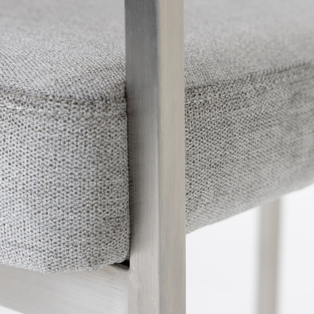 Sebastian  Modern Grey Fabric + Stainless Steel Counter Chair