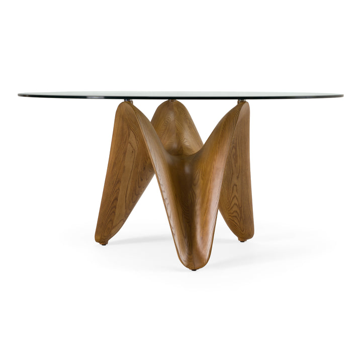 Seguin - Round Glass + Walnut Dining Table