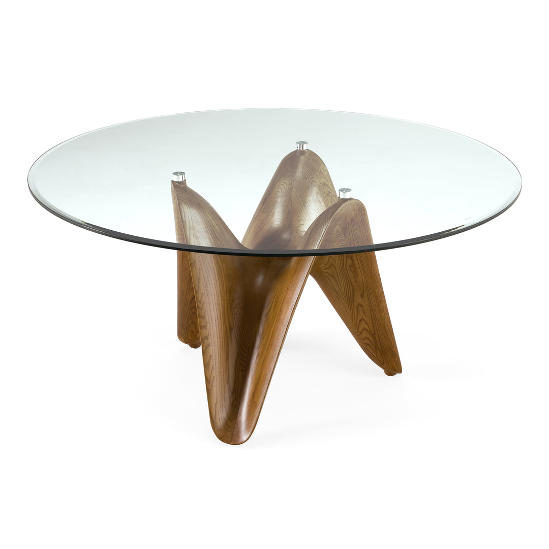 Seguin - Round Glass + Walnut Dining Table