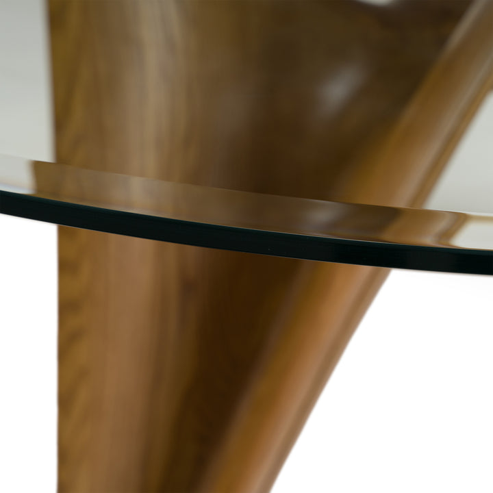 Seguin - Round Glass + Walnut Dining Table