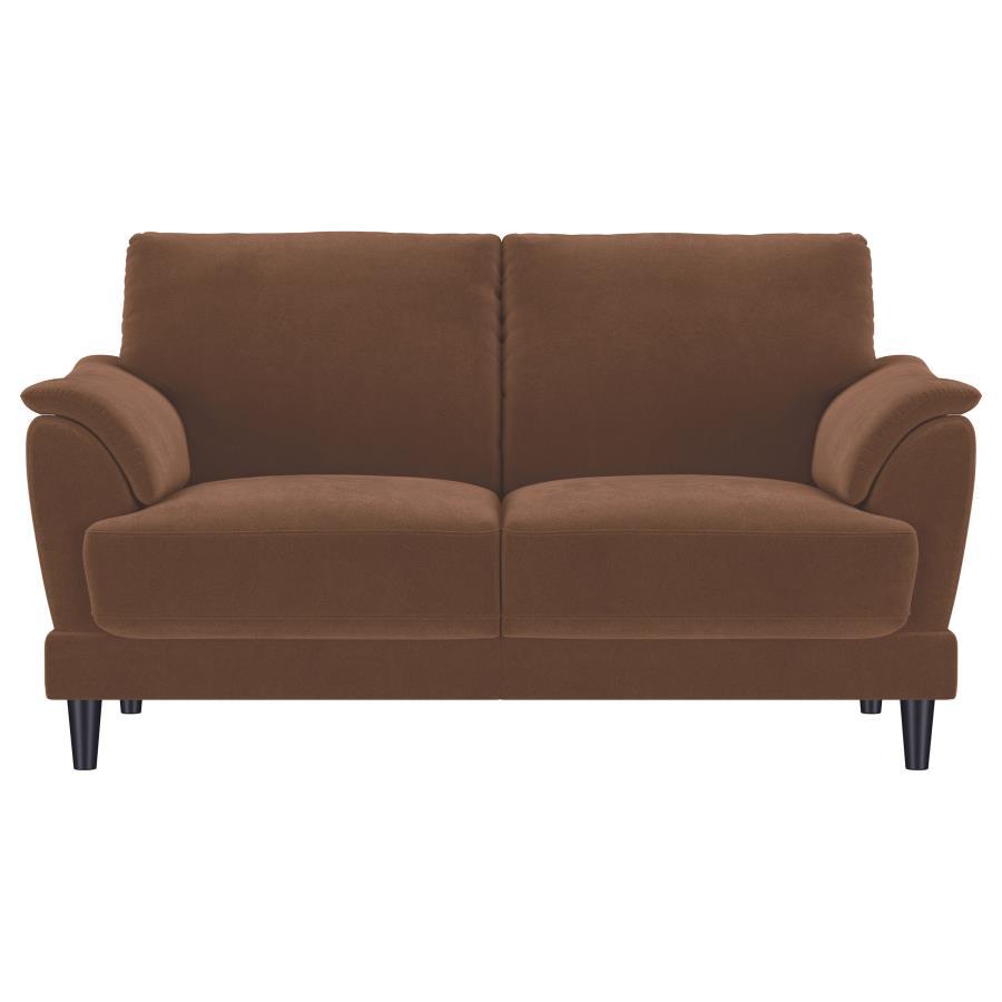 Selma - 2 Piece Velvet Upholstered Crescent Arm Sofa Set - Rust Stationary Sofa & Loveseat modern furniture Contempo Furniture