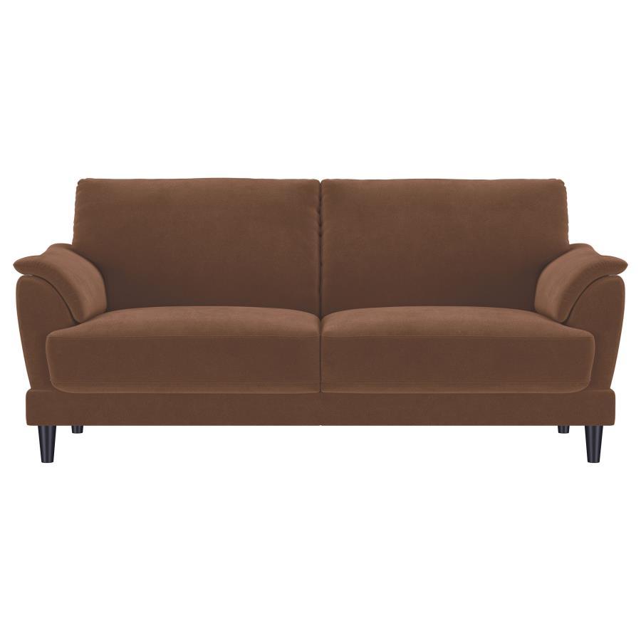 Selma - 2 Piece Velvet Upholstered Crescent Arm Sofa Set - Rust Stationary Sofa & Loveseat modern furniture Contempo Furniture