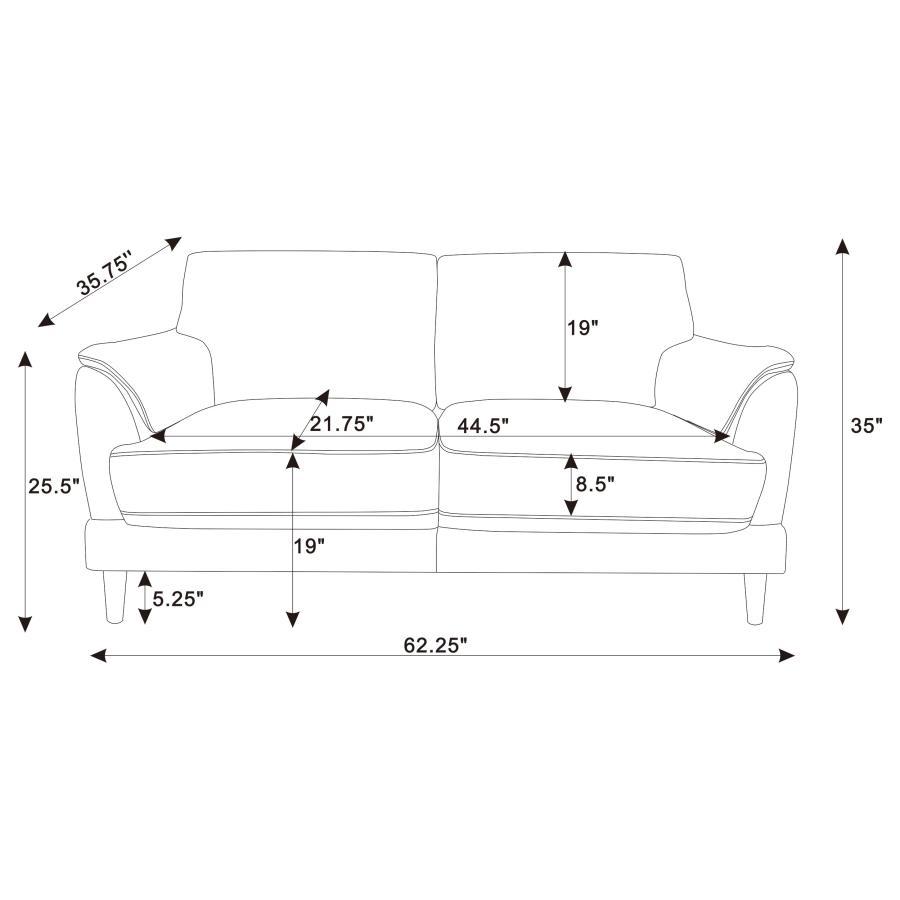 Selma - Velvet Upholstered Crescent Arm Loveseat - Rust Stationary Loveseat modern furniture Contempo Furniture