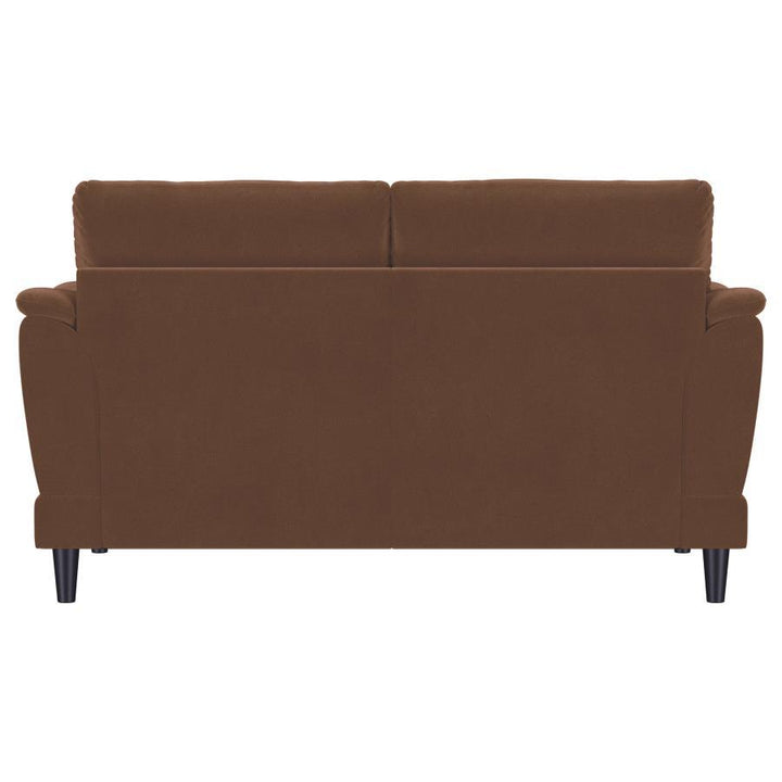 Selma - Velvet Upholstered Crescent Arm Loveseat - Rust Stationary Loveseat modern furniture Contempo Furniture
