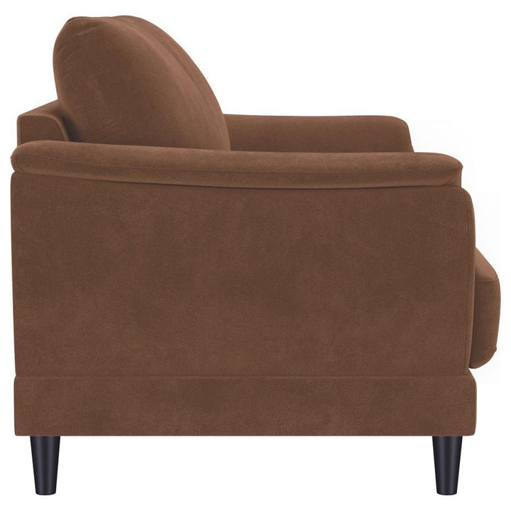 Selma - Velvet Upholstered Crescent Arm Loveseat - Rust Stationary Loveseat modern furniture Contempo Furniture