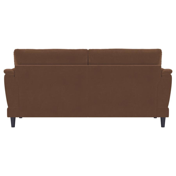Selma - Velvet Upholstered Crescent Arm Sofa - Rust Stationary Sofa modern furniture Contempo Furniture