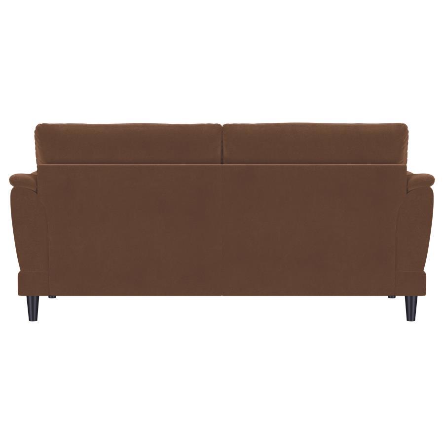 Selma - Velvet Upholstered Crescent Arm Sofa - Rust Stationary Sofa modern furniture Contempo Furniture