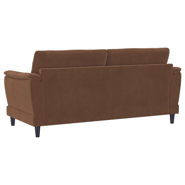 Selma - Velvet Upholstered Crescent Arm Sofa - Rust Stationary Sofa modern furniture Contempo Furniture