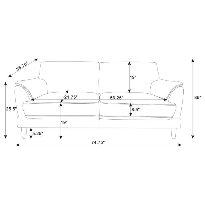 Selma - Velvet Upholstered Crescent Arm Sofa - Rust Stationary Sofa modern furniture Contempo Furniture