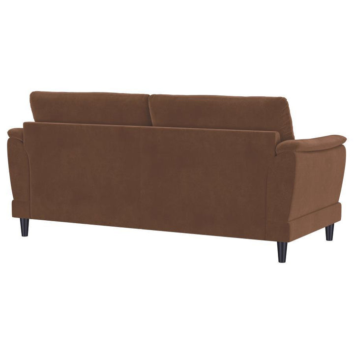 Selma - Velvet Upholstered Crescent Arm Sofa - Rust Stationary Sofa modern furniture Contempo Furniture