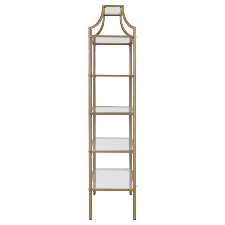 Serena - 5 - Shelf Glass Bookshelf - Gold Standard Bookcase modern furniture Contempo Furniture