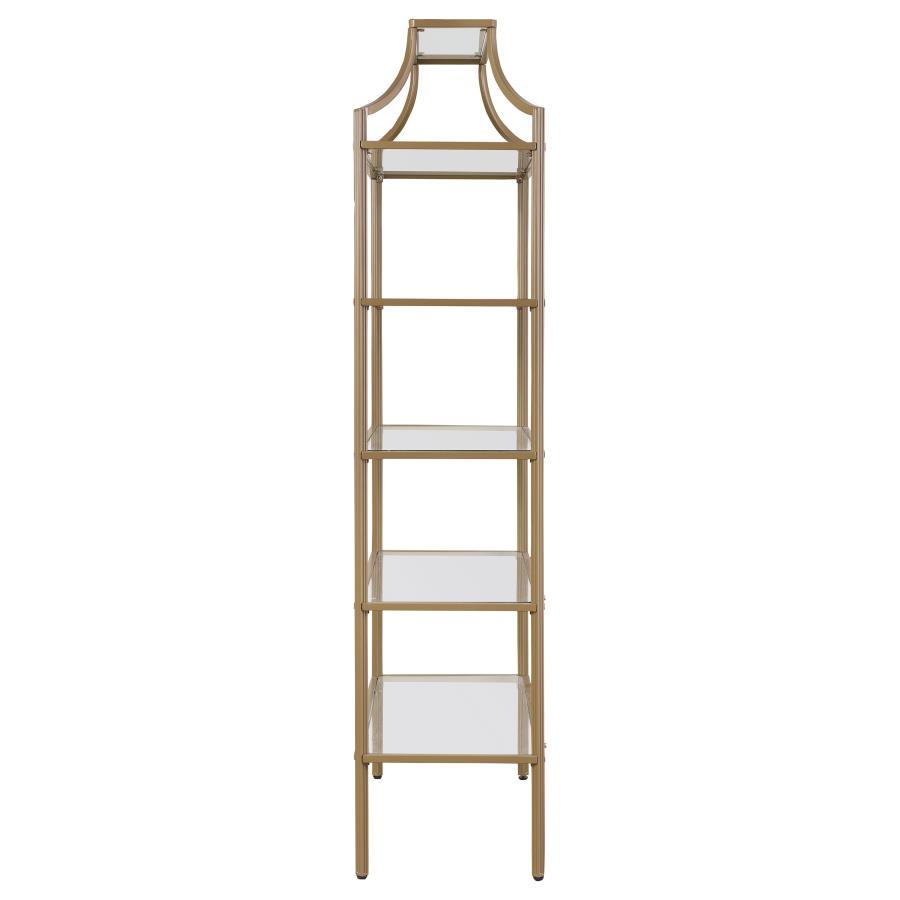 Serena - 5 - Shelf Glass Bookshelf - Gold Standard Bookcase modern furniture Contempo Furniture