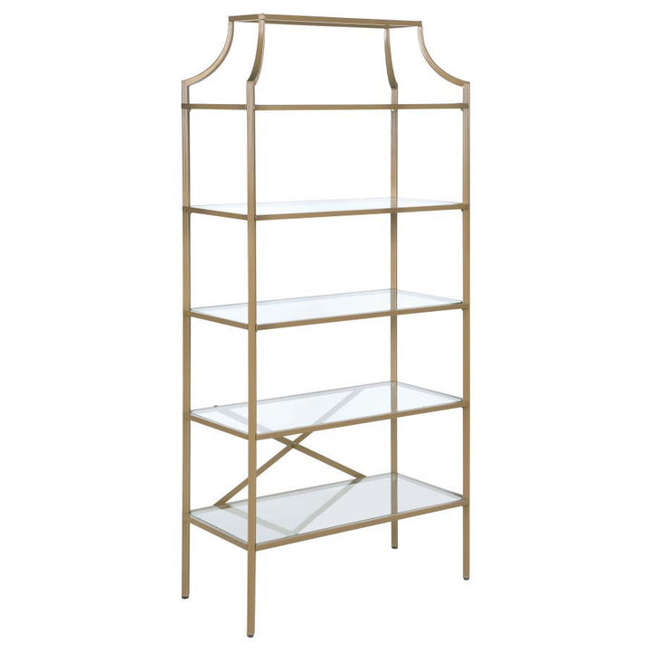 Serena - 5 - Shelf Glass Bookshelf - Gold Standard Bookcase modern furniture Contempo Furniture